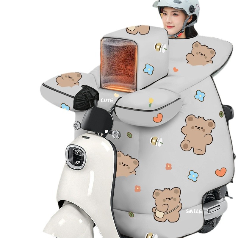 防风被亲子款电动车挡风被冬季加厚加大档风电瓶车保暖防水棉把套 - 图3