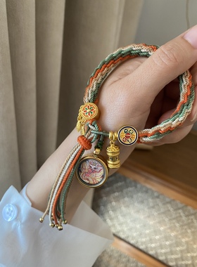 原创狐唐卡轮回捕梦网手绳手工编织藏式流苏手链