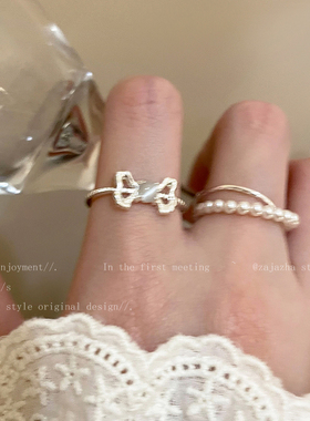 蝴蝶结戒指女款小众高级感法式甜美食指戒夏季