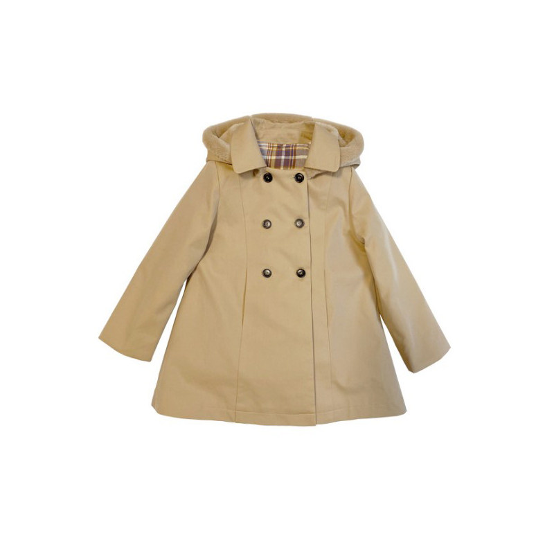 儿童秋冬英伦装男女童夹棉经典款杏色风衣中长款防风保暖连帽外套,淘宝优惠券,粉丝福利购,淘宝优惠卷