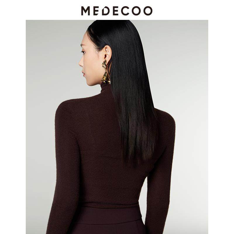 MEDECOO/墨蒂珂2025冬新款女装百搭高领羊毛针织打底衫MID40309,淘宝优惠券,粉丝福利购,淘宝优惠卷