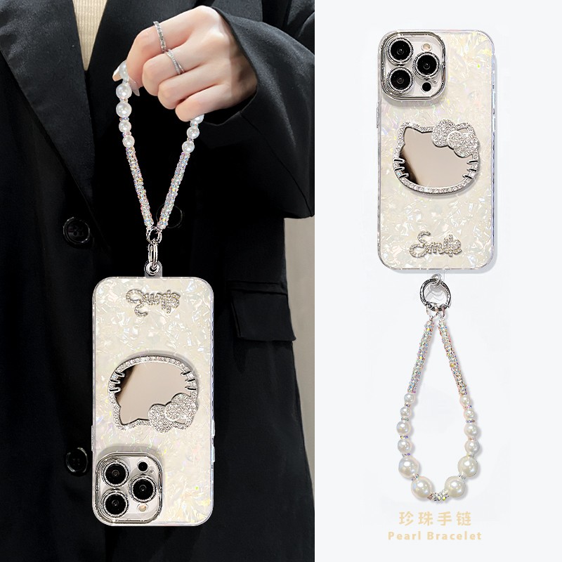 适用KT猫镜子苹果16E手机壳17轻奢iPhone15promax外壳14plus高级感13少女心12全包11防摔保护套专用新款奢华 - 图3