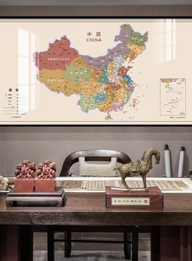 地图老板办公室墙面画书房挂画