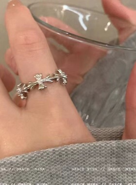 冷淡风~银色锆石十字架戒指女小众设计ins轻奢食指戒个性情侣对戒