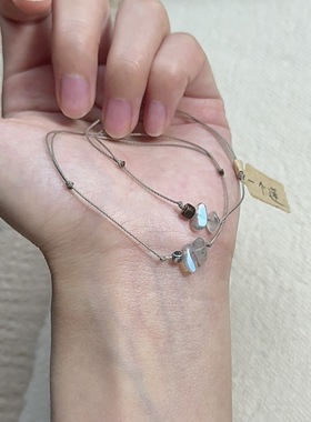 简约月光石极细小众设计不规则碎石天然椰壳手链闺蜜女友手绳礼物