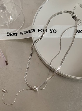 精致简约气质小众设计锁骨链双层圆球轻奢项链轻奢女高级感饰品潮