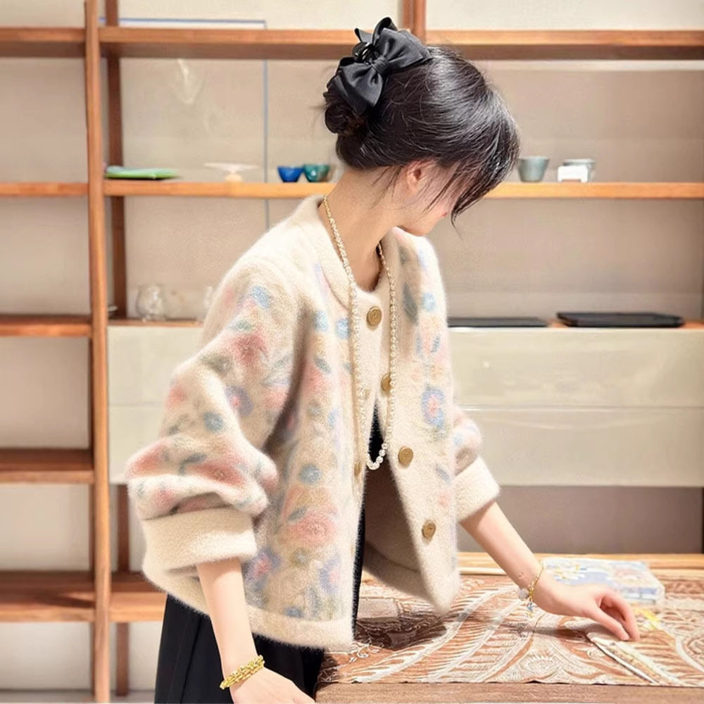 现货 独特高端新中式国风开衫毛衣外套女2025秋新款宽松针织上衣,淘宝优惠券,粉丝福利购,淘宝优惠卷