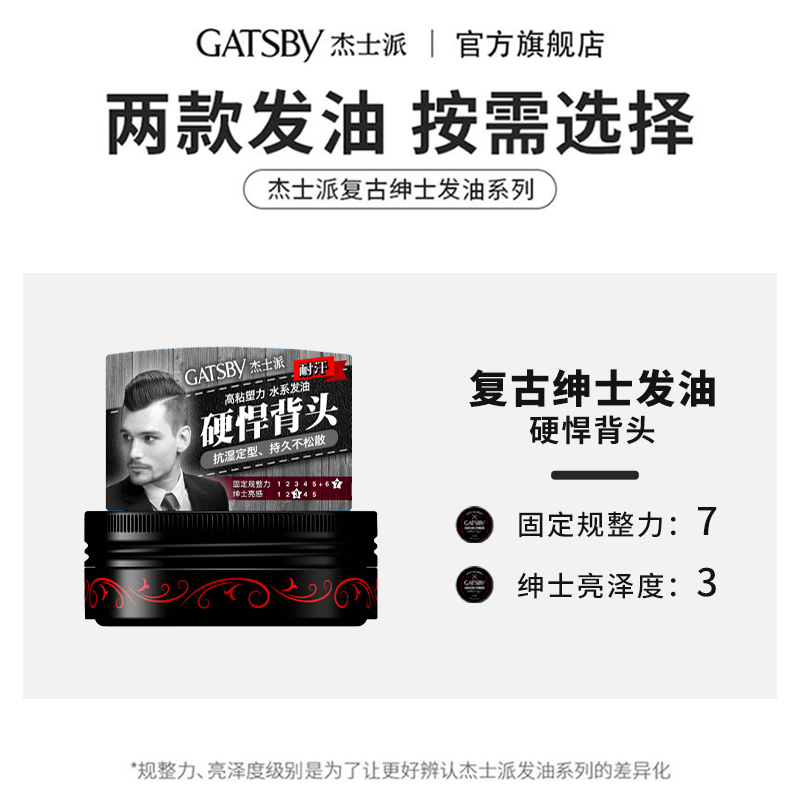 Gatsby杰士派绅士复古发油男士背头清香水基易清洗定型发胶油头膏