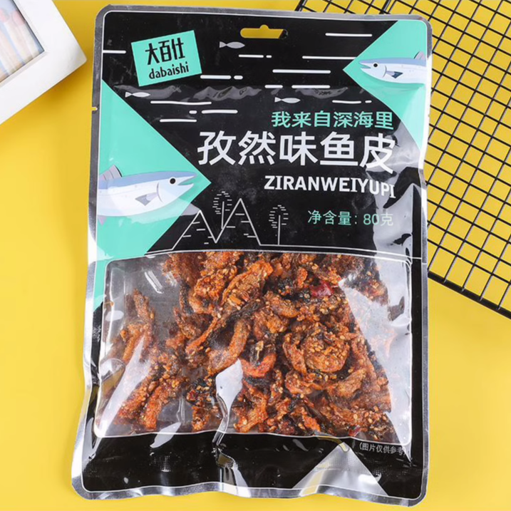 大百仕80g烧烤味鱼皮小鱼干零食小吃孜然味香辣味鱼条鳕鱼袋装 - 图3