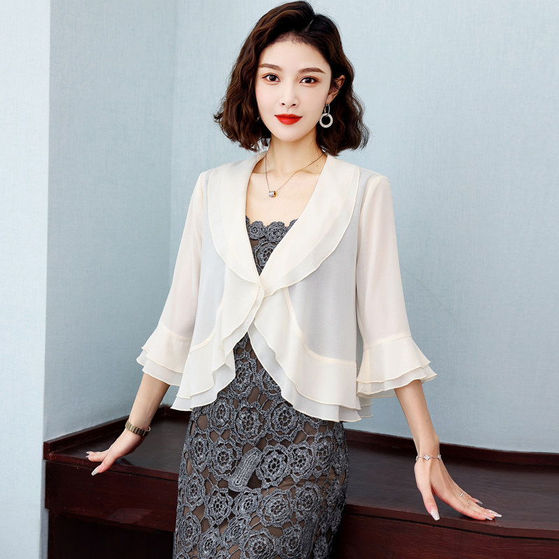 雪纺小披肩配裙子2022夏季新款坎肩 丽淘衣秀短外套