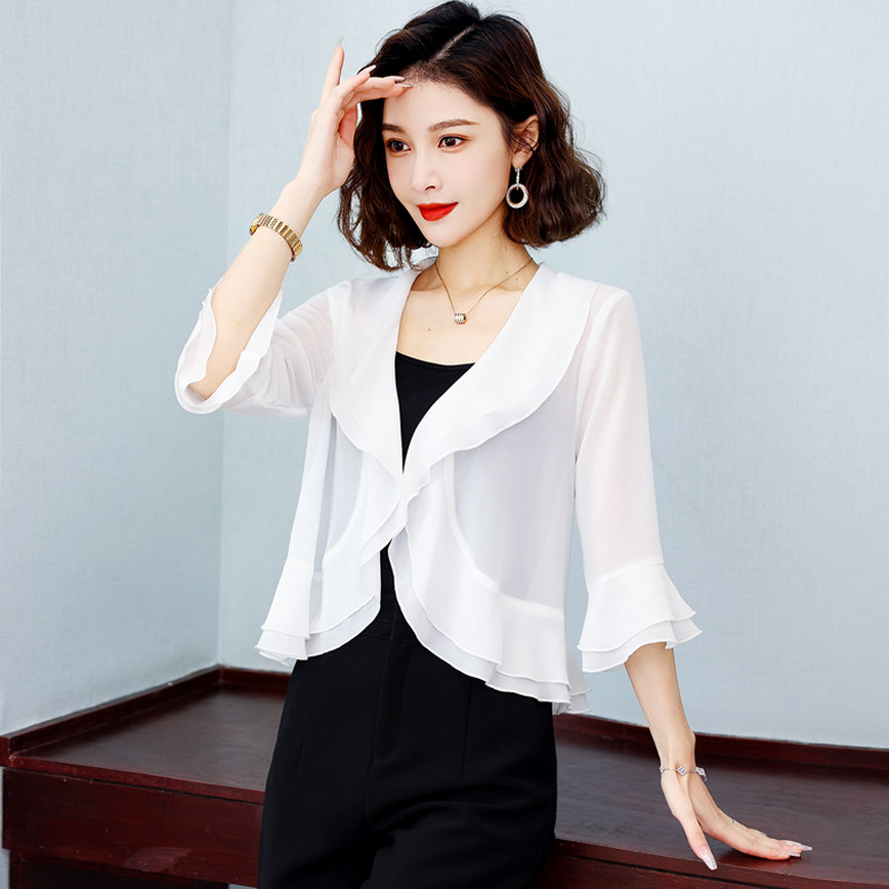 雪纺小披肩配裙子2022夏季新款坎肩 丽淘衣秀短外套