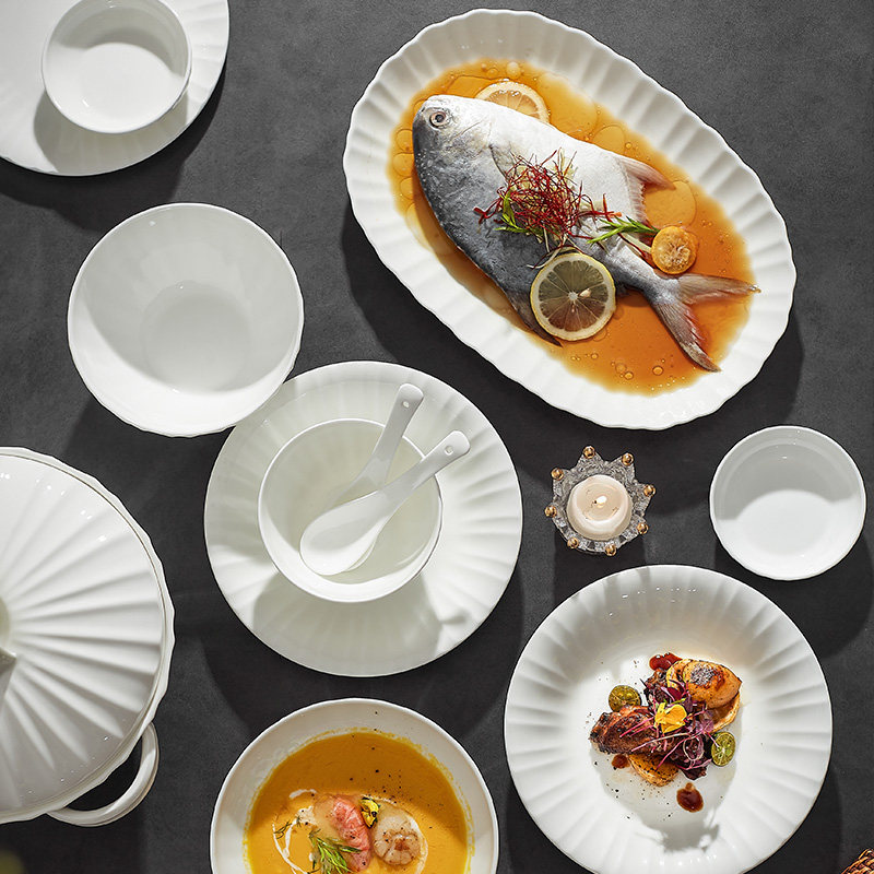 唯润骨瓷餐具碗盘北欧浮雕饭碗汤碗餐盘碟子鱼盘微瑕疵清仓单品,淘宝优惠券,粉丝福利购,淘宝优惠卷