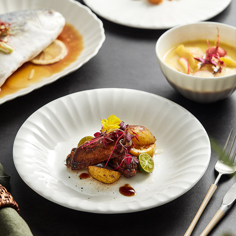 唯润骨瓷餐具碗盘北欧浮雕饭碗汤碗餐盘碟子鱼盘微瑕疵清仓单品,淘宝优惠券,粉丝福利购,淘宝优惠卷