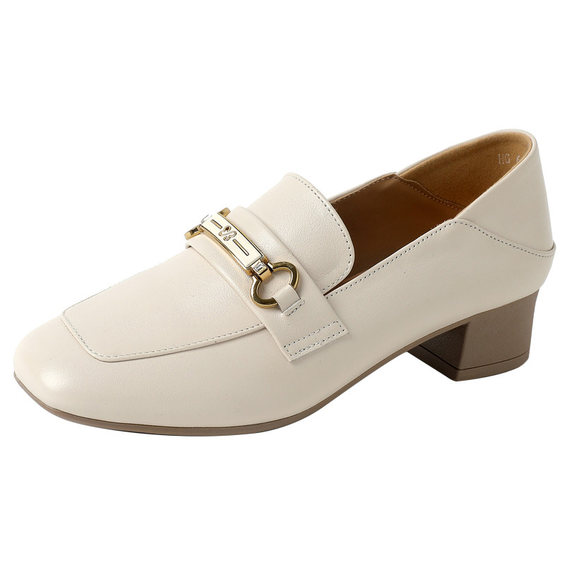 真皮中跟粗跟乐福鞋女春秋款2025新款百搭一脚蹬小皮鞋大码女鞋子,淘宝优惠券,粉丝福利购,淘宝优惠卷