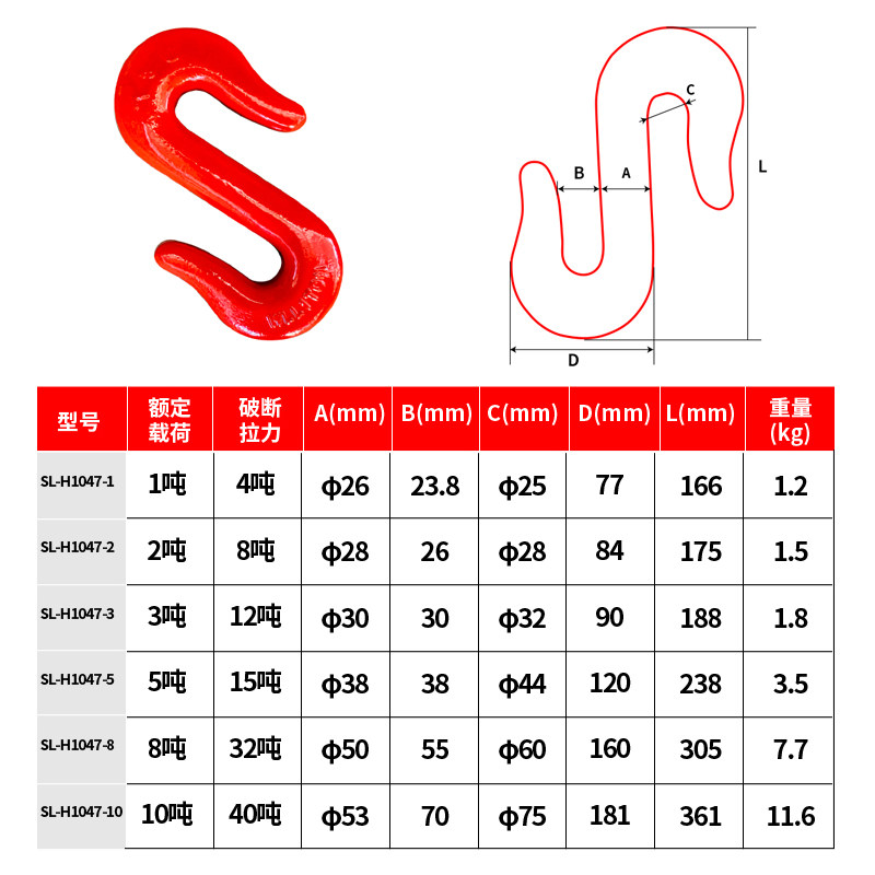 S型起重吊钩合金钢吊钩高强度货钩起重吊装索具抓钩2T3T5T8T10T,淘宝优惠券,粉丝福利购,淘宝优惠卷