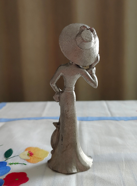 西洋收藏品 个人艺术家手工雕刻锡制人偶  复古金属装饰摆件