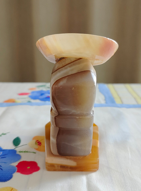 西洋收藏品 美国手工雕刻天然玉石人物书挡 复古石雕书房装饰摆件