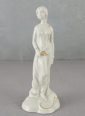 西洋收藏品 意大利手工制作白色陶瓷瓷偶 欧式复古人偶装饰摆件