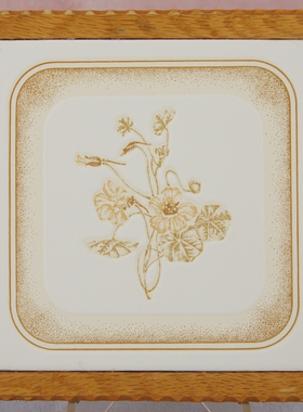 西洋收藏品 意大利手工制作实木瓷砖隔热垫 隔热板锅垫装饰摆件