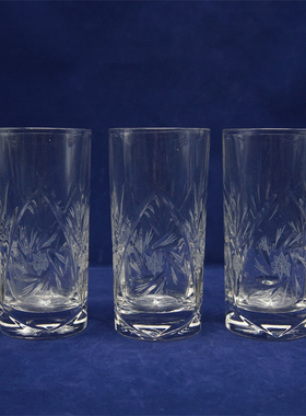 西洋收藏品 英国手工制作水晶杯一个 欧式餐厅果汁杯水杯装饰摆件