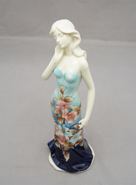 西洋收藏品 意大利Adeline手工制作陶瓷人偶复古居家装饰人物摆件