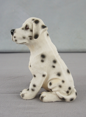 西洋收藏品 意大利手工雕刻斑点狗 欧式复古可爱小狗装饰摆件