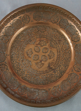 西洋收藏品个人手工制作铜盘复古