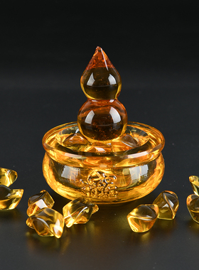聚宝盆琉璃开业招财礼物黄水晶
