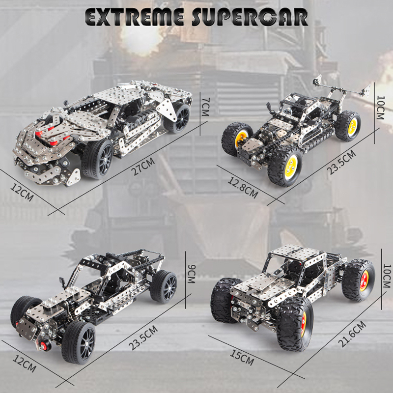 高难度积木2023新款手工组装车模机械玩具3d立体拼图金属拼装模型