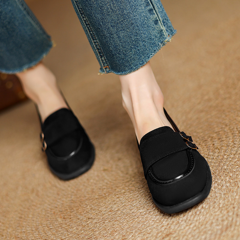 ladyblack粗中跟一脚蹬懒人拼色复古乐福鞋深口单鞋女40大码41-43,淘宝优惠券,粉丝福利购,淘宝优惠卷