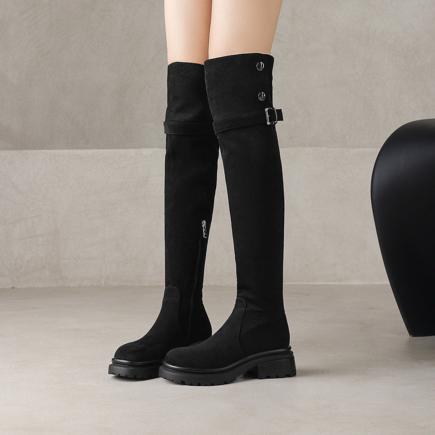 ladyblack厚底高跟两穿过膝长筒靴女棕色骑士靴显瘦大码女靴41-43,淘宝优惠券,粉丝福利购,淘宝优惠卷