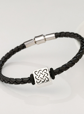 男999银转运珠真皮手链高端手绳