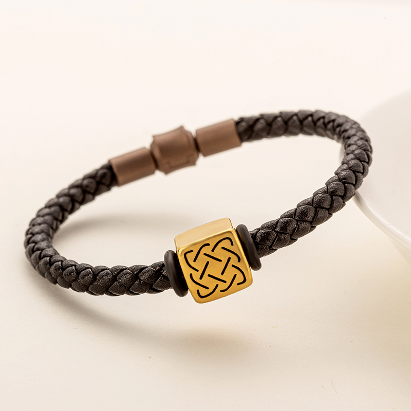 周家同款XL酷黑金色钛钢转运珠守护信念勇气力量幸运DIY串珠配饰 - 图0