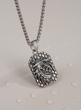 新款项链复古生肖龙吊坠钛钢配饰