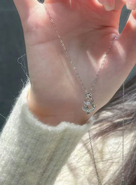 S纯银镶钻星星圣诞树项链