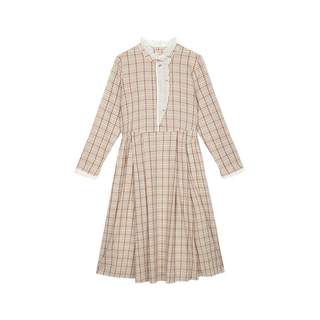 Paneled high-waisted long-sleeved dress