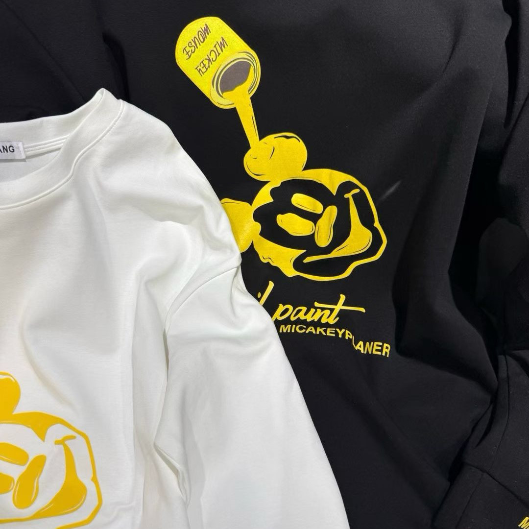 欧货十三行洋气女装黑白宽松中长款长袖T恤上衣过臀显瘦百搭大码 - 图0