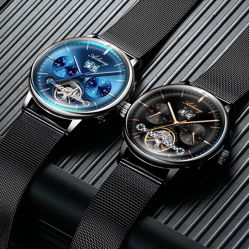 正品名牌男士瑞士2019新款黑机械表 亚地亚国产腕表