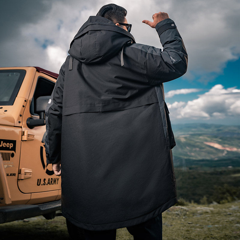 GxxH大码男装加肥加大号男士羽绒服冬季长款胖子连帽撞色工装外套