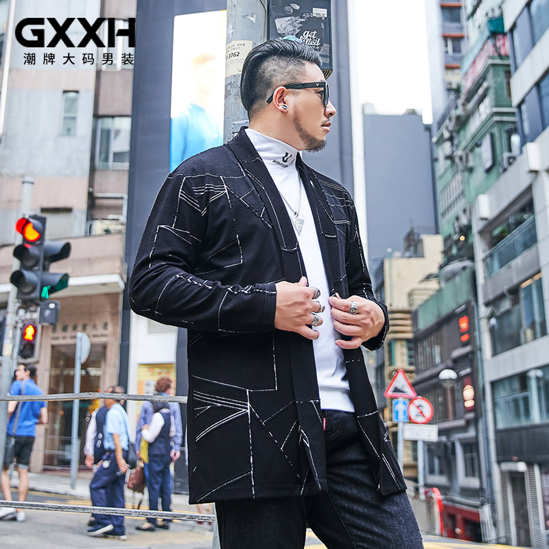gxxh大码男胖子韩版宽松中长款披风 gxxh风衣