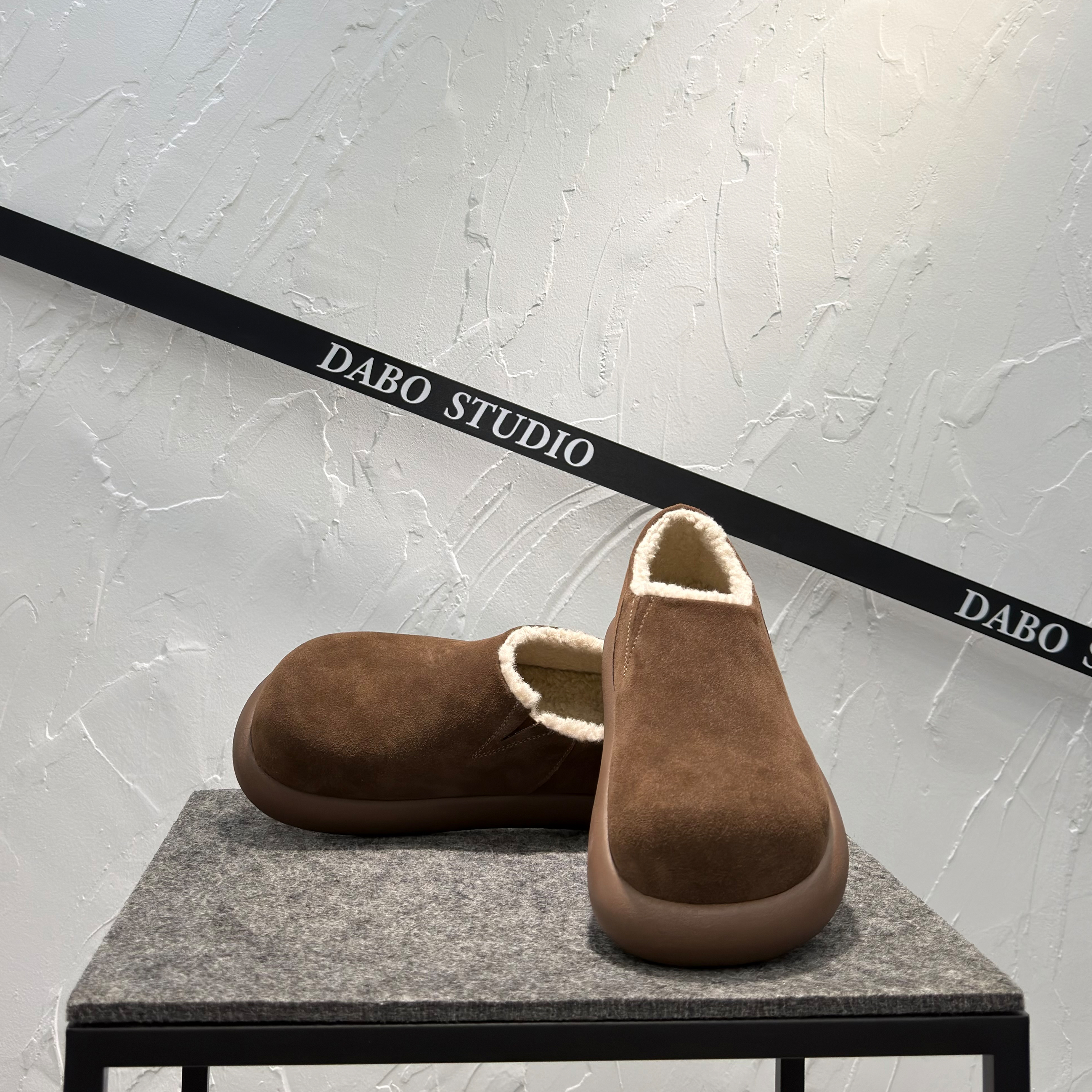 小土豆勃肯鞋男2025冬季真皮大头鞋加绒保暖一脚蹬棉鞋厚底雪地靴 - 图3