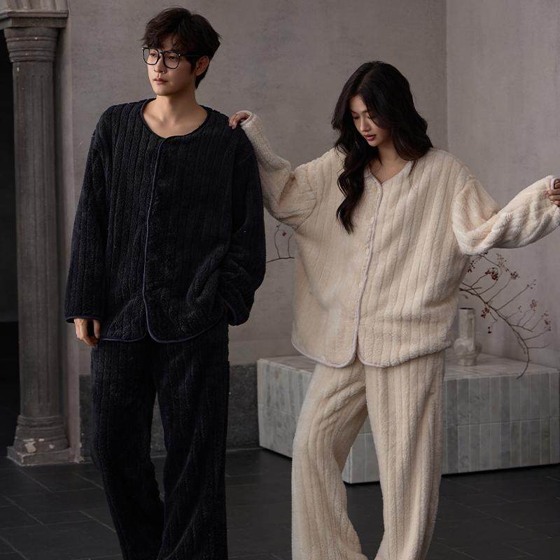 猫人情侣睡衣女秋冬季珊瑚绒加绒加厚套装法兰绒男士家居服可外穿,淘宝优惠券,粉丝福利购,淘宝优惠卷