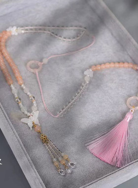 莲花新中式古风流苏压襟毛衣项链