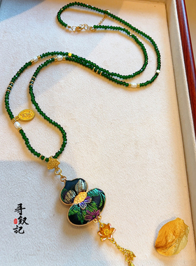 原创【成品】纯手工挂饰宋锦葫芦项链吊坠款非遗新中式国风配饰