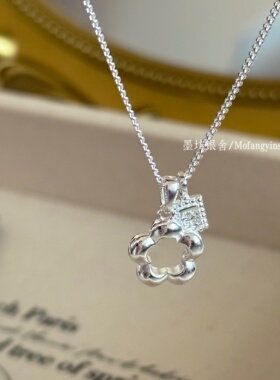 有钱花纯银项链本命年桃花锁骨链