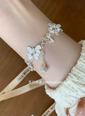 足银999手工纯银蜻蜓手链新中式
