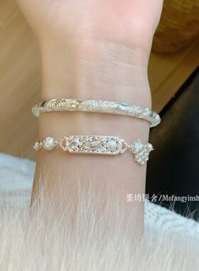 非遗花丝足银凤凰牌桃花半镯手链