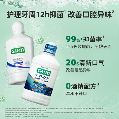 GUM漱口水日夜用持久留香清新口气口腔牙龈护理成人薄荷日本进口 - 图0