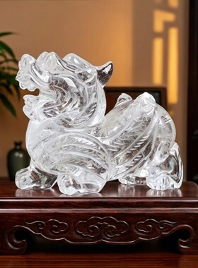 白水晶貔貅招财镇宅手工摆件