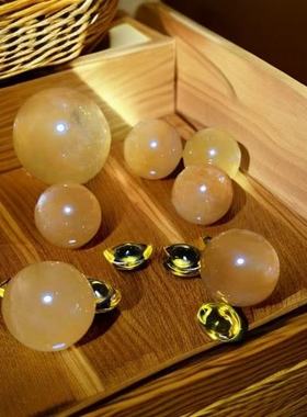 天然黄水晶球七星阵摆件